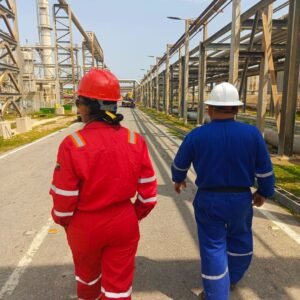 pexels photo 37090943 37090943 Two workers in protective gear walk through an industrial plant, ensuring safety compliance.