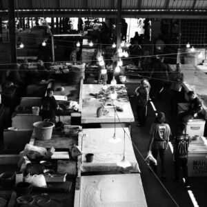 pexels photo 37202828 37202828 Black and white view of a lively indoor market scene in Kuala Dungun, Terengganu, Malaysia.